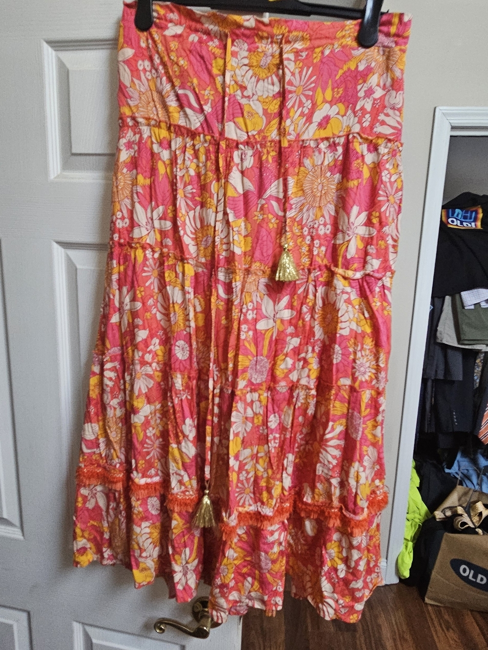 Rayon Orange And Yellow Floral Skirt